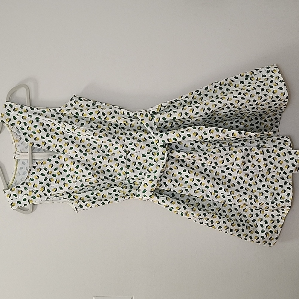Boden  Kelly Green / Yellow Mischa Belted Sleeveless Dress Lemon print Size 10 - Picture 3 of 16